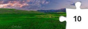 Jigsaw puzzle - Claudia Lungauer- A Small Towns Treasure  Panorama of Bridger Range Mountains in Bozeman, Montana at sunset